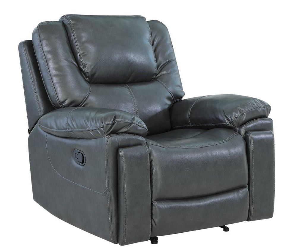Steven Grey Leather Recliner Chair