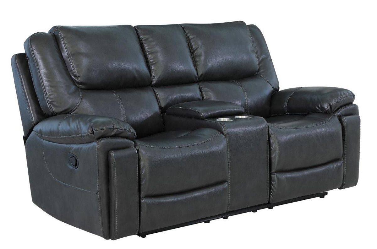 Steven Grey Leather Recliner Loveseat