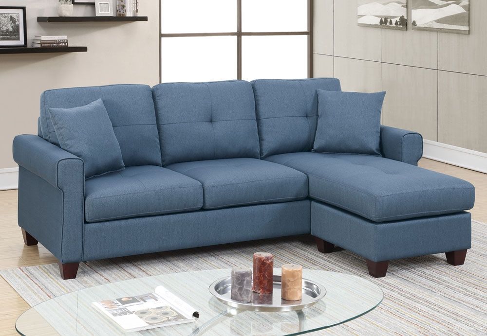 Stigall Blue Linen Reversible Sectional,Stigall Blue Linen Compact Sectional