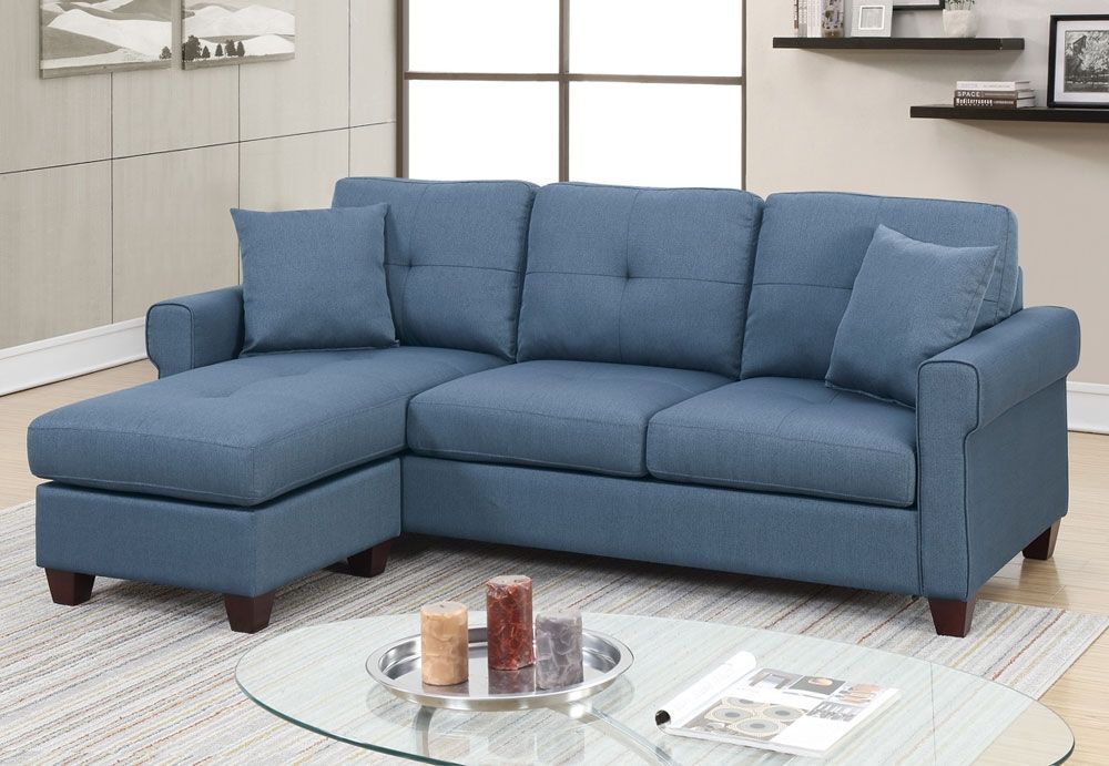 Stigall Blue Linen Compact Sectional