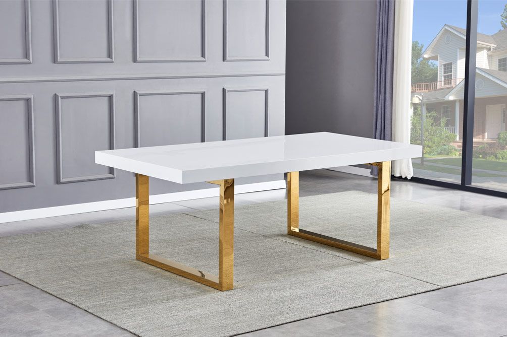 Stirling White With Gold Dining Table