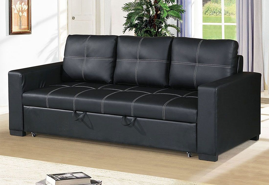 Stockton Black Leather Sofa Bed