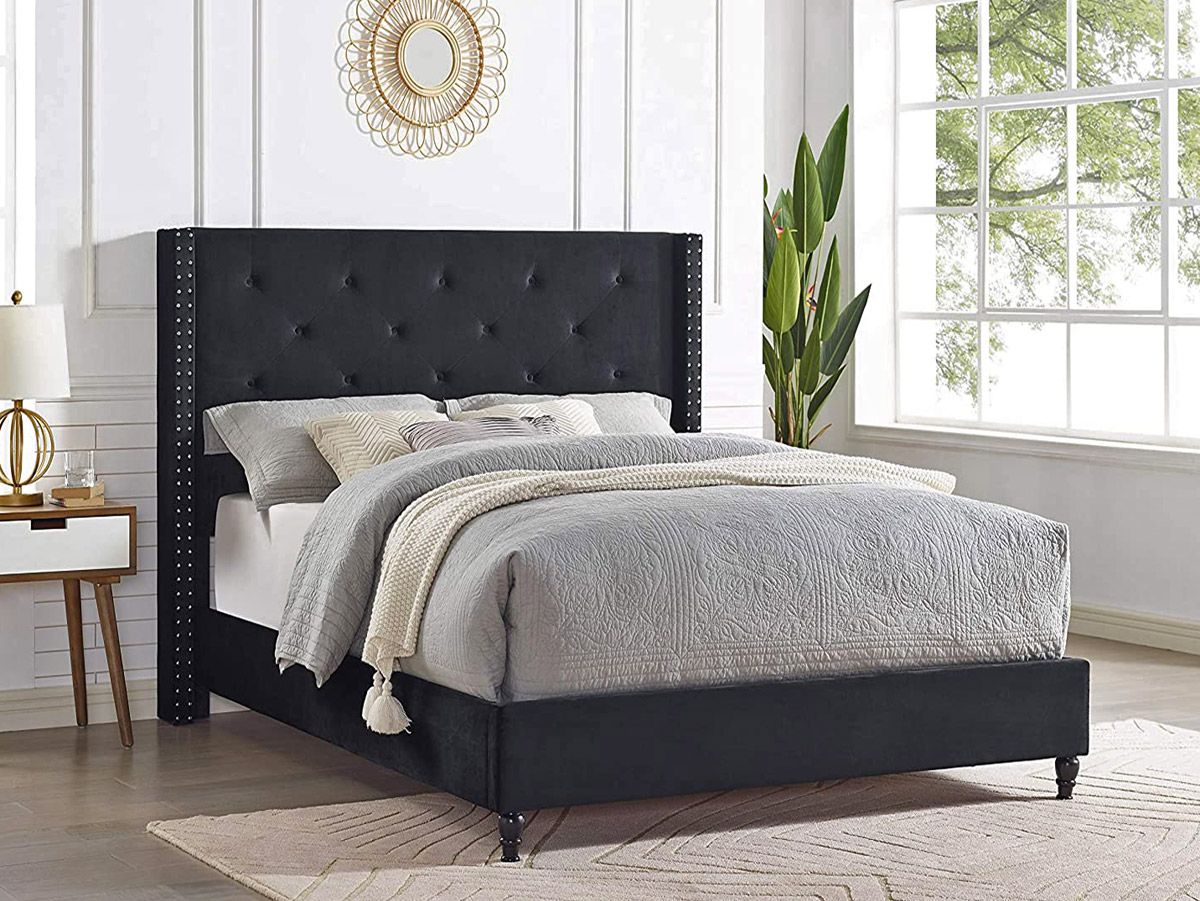 Stratus Black Velvet Bed