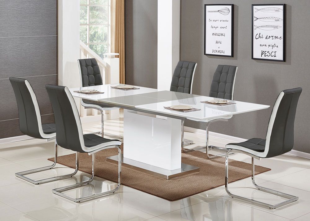 Sven Dining Table With Grey Chairs