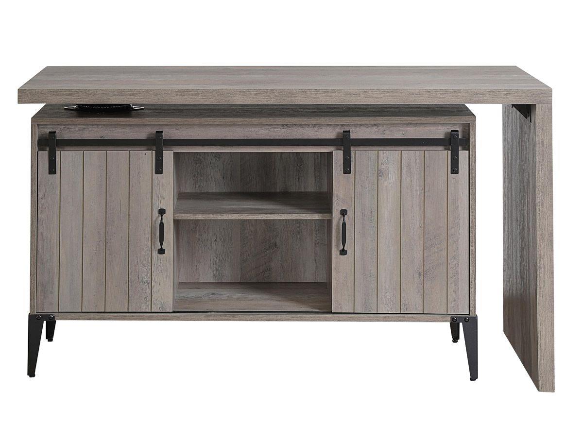 Tacna Rustic Grey Desk With Barn Doors