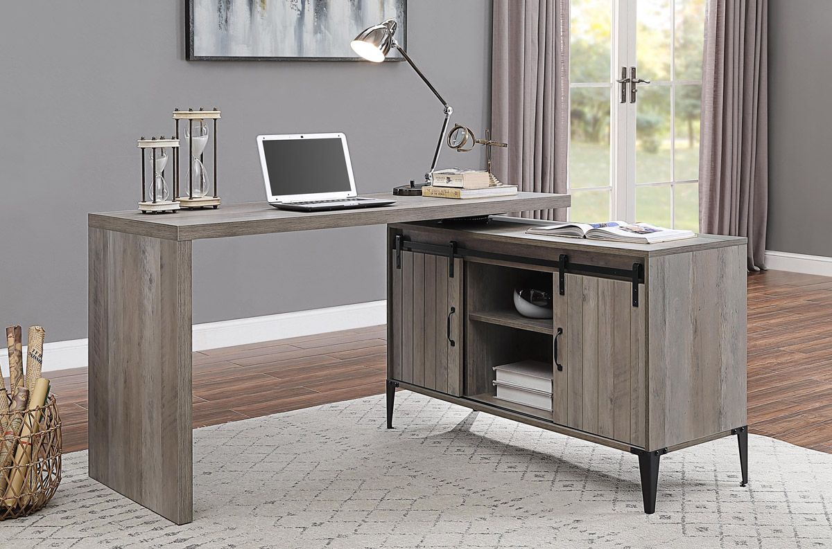 Tacna Rustic Grey Desk With Swivel Top