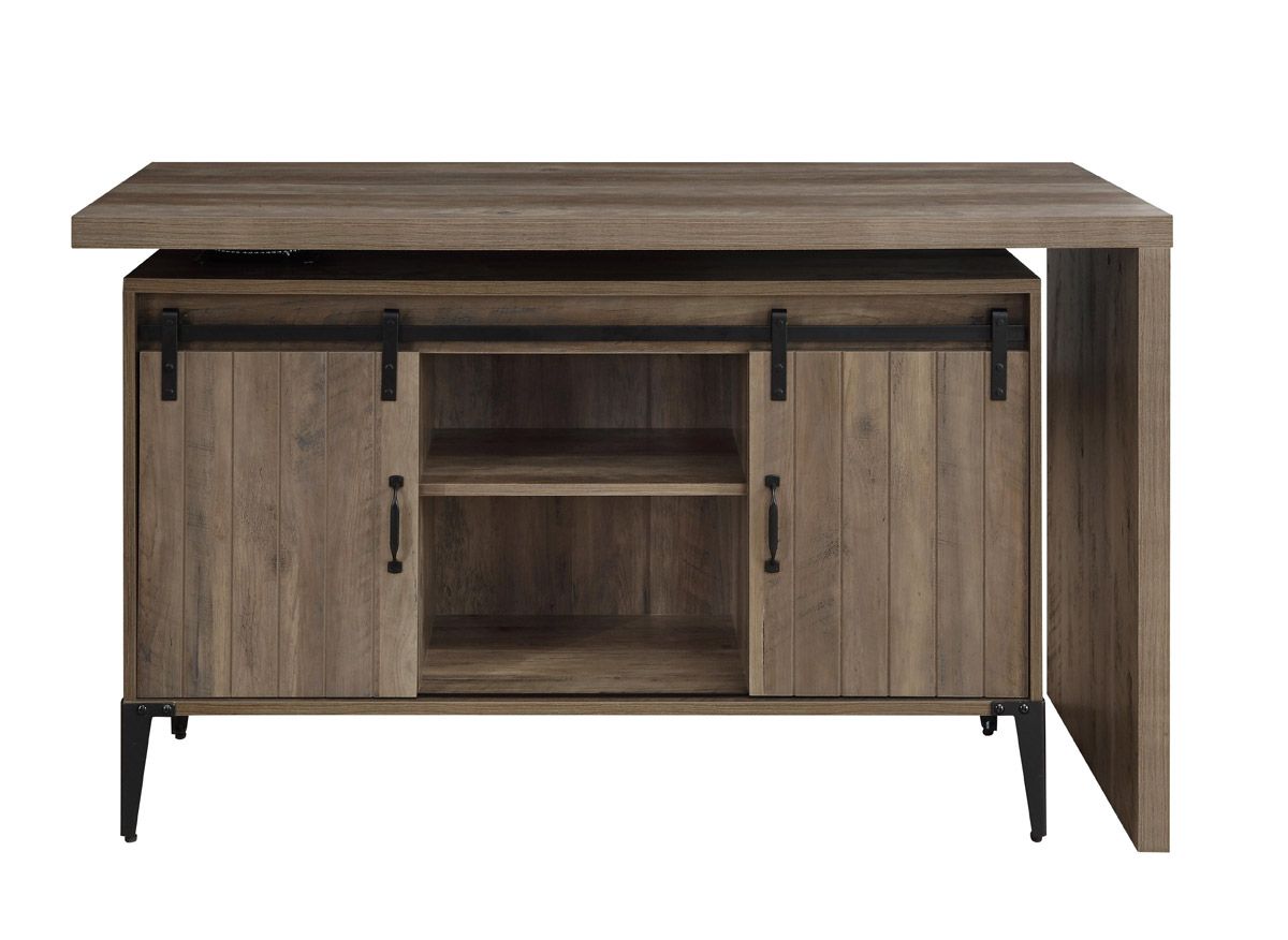 Tacna Oak Finish Desk With Barn Doors