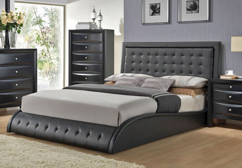 Talya Modern Black Leather Bed