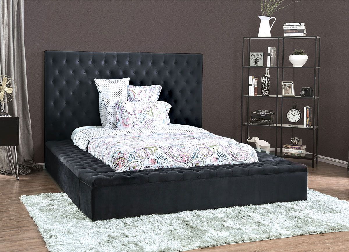 Tami Charcoal Fabric Storage Bed