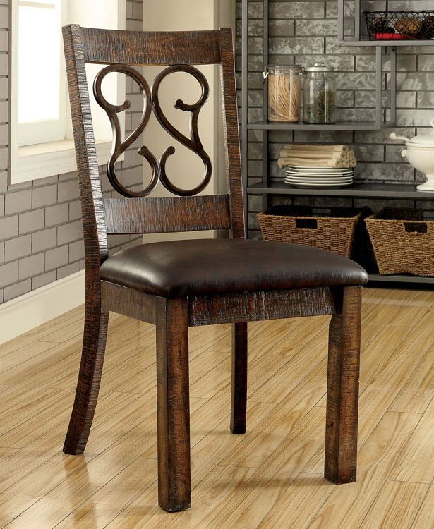 Tamilo Rustic Finish Dining Chair,Tamilo Traditional Dining Table Set Rustic Finish