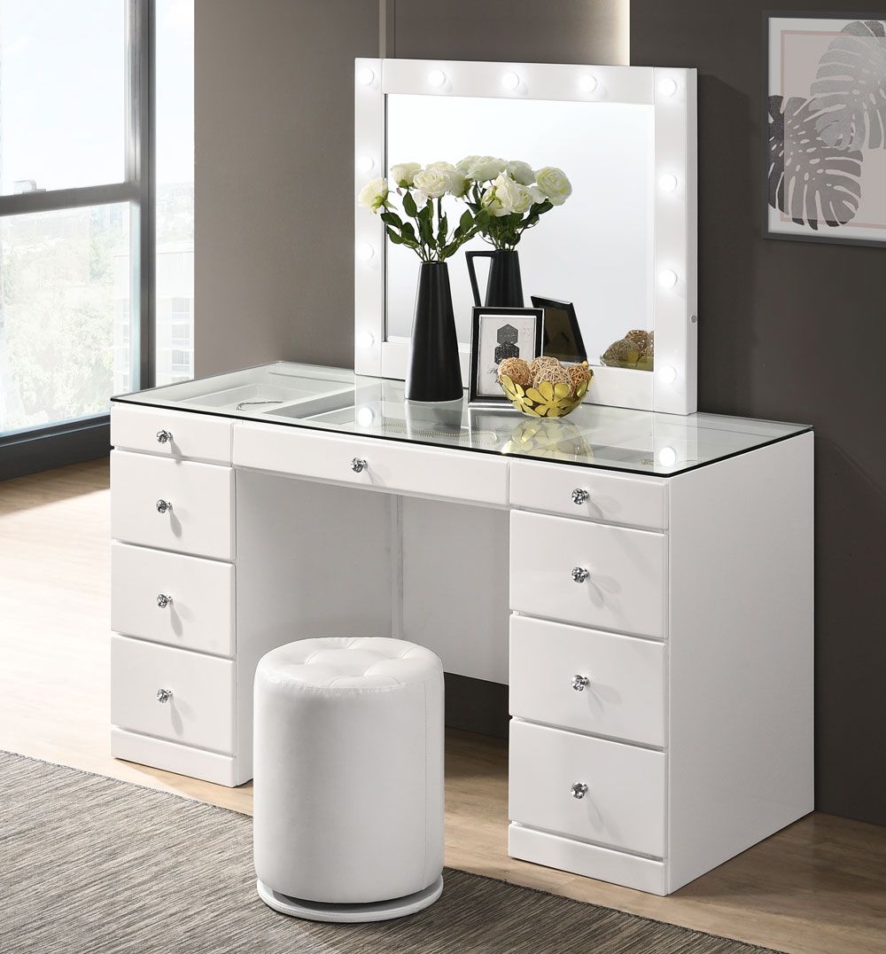 Tanquin White Vanity With LED Mirror