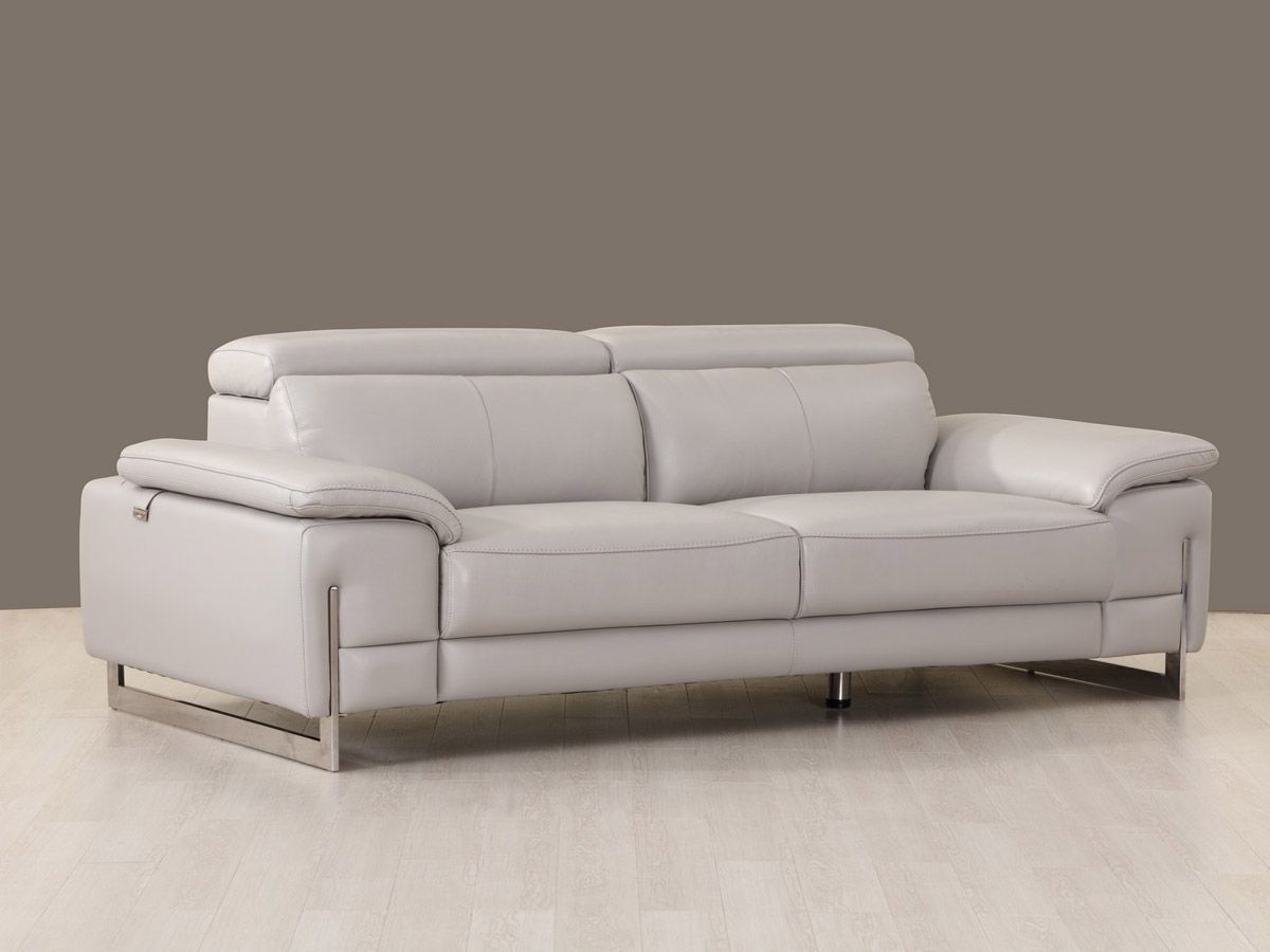 Taranto Light Gray Italian Leather Sofa