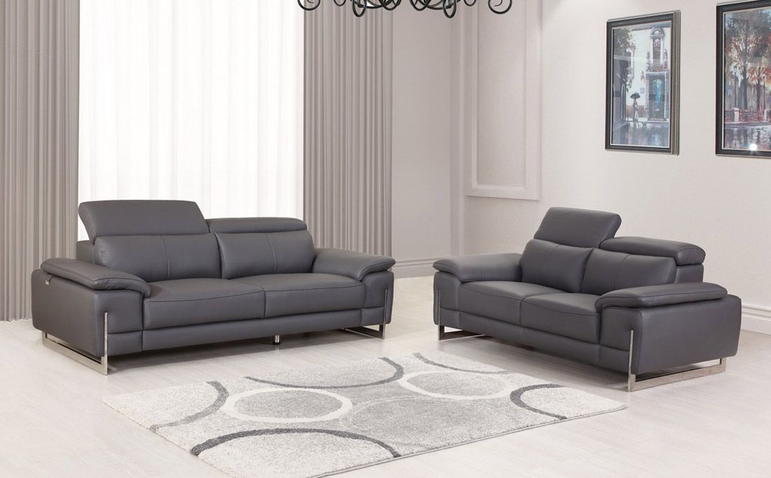 Taranto Dark Grey Sofa Adjustable Headrests