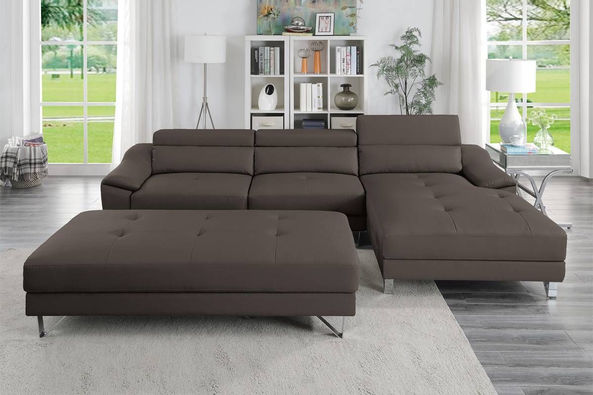 Tarryn Espresso Leather Modern Sectional