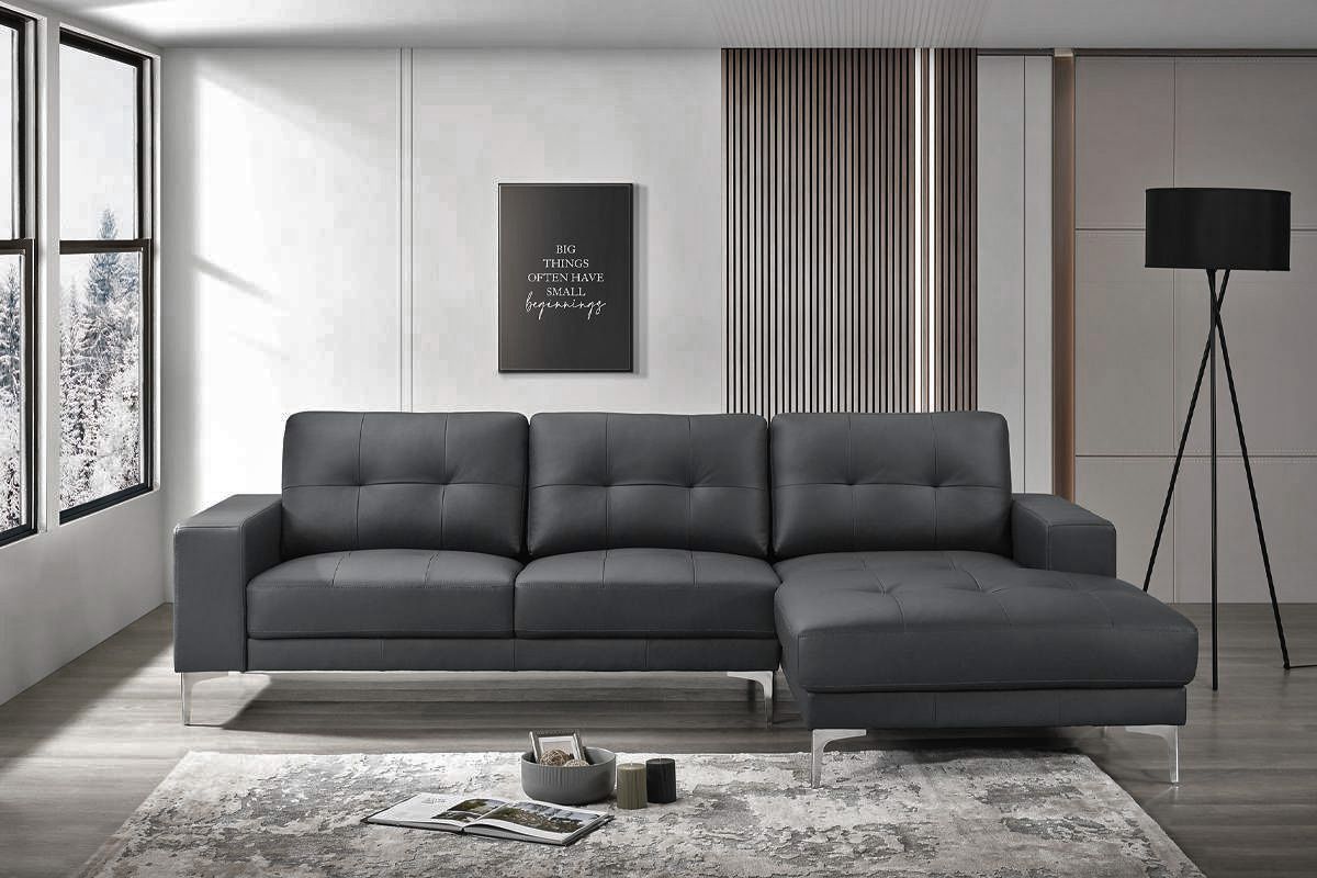 Tarryn Modern Sectional Black Leather