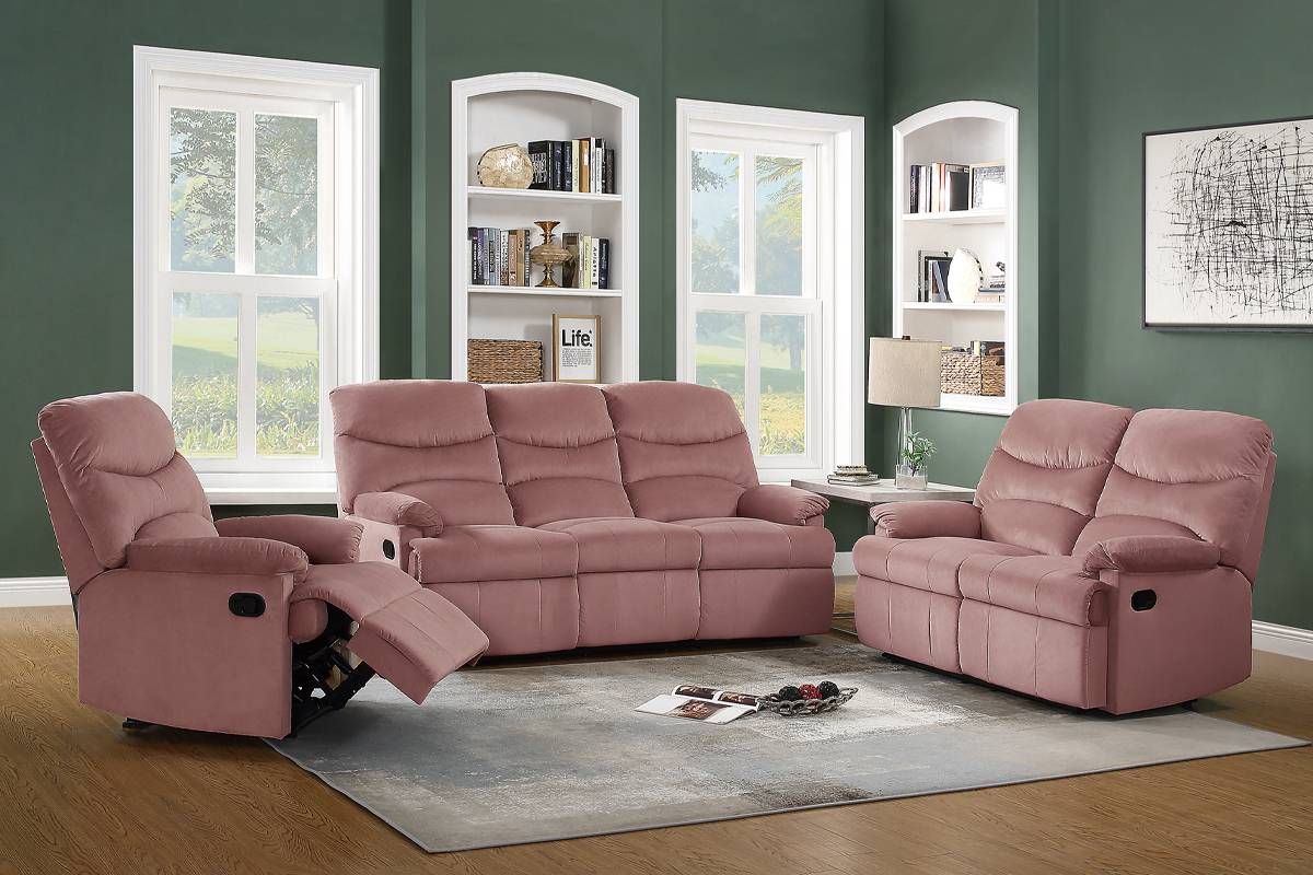 Tayle Recliner Sofa Blush Velvet