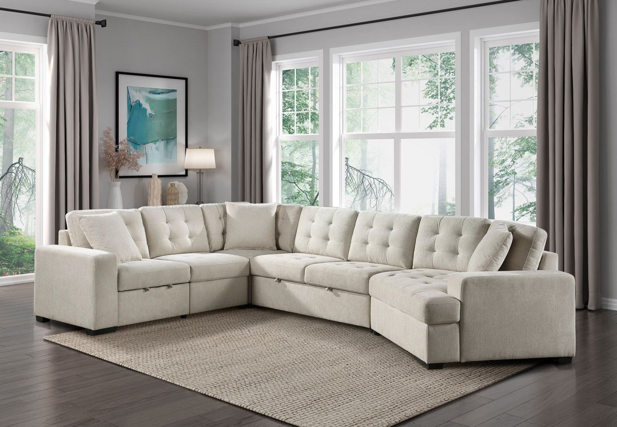 Taylor Beige Chenille Sectional Sleeper