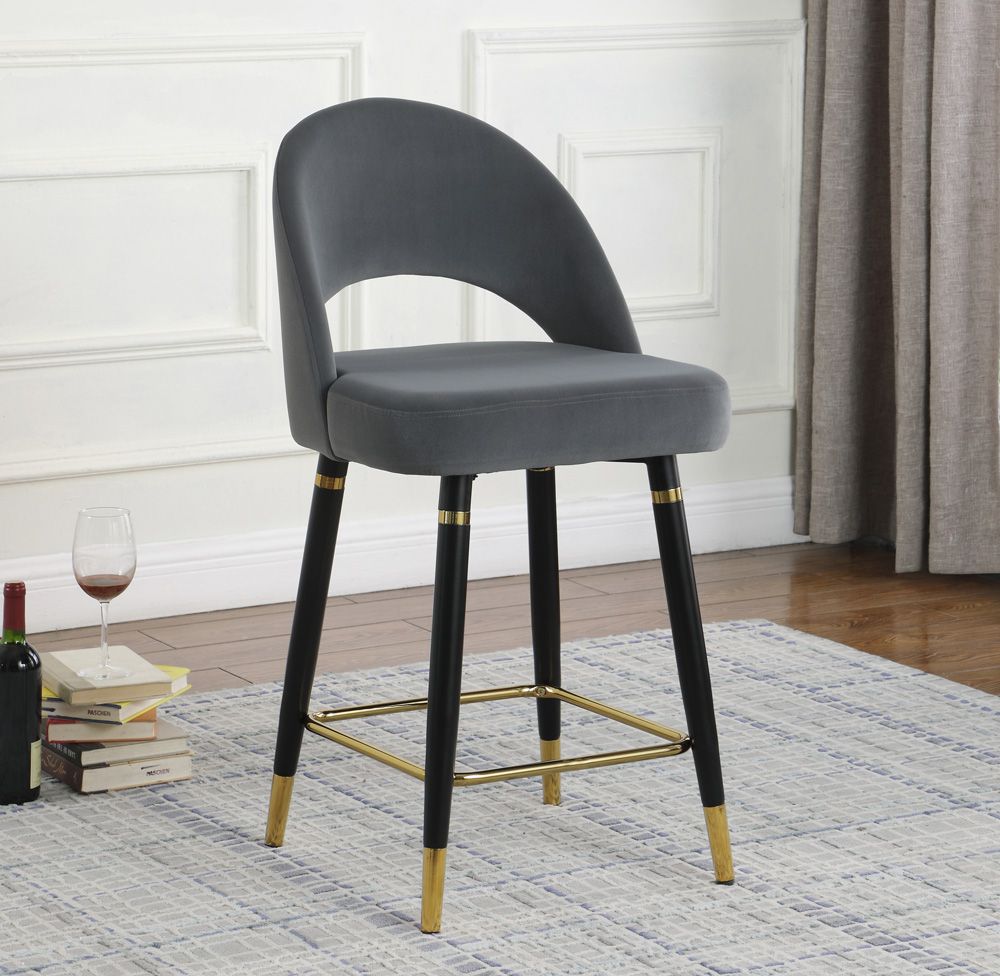 Teddy Grey Velvet Counter Height Chair