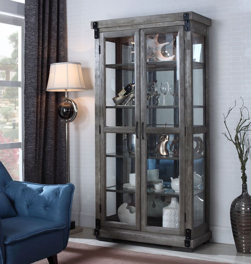 Temara Curio Cabinet Rustic Gray Finish