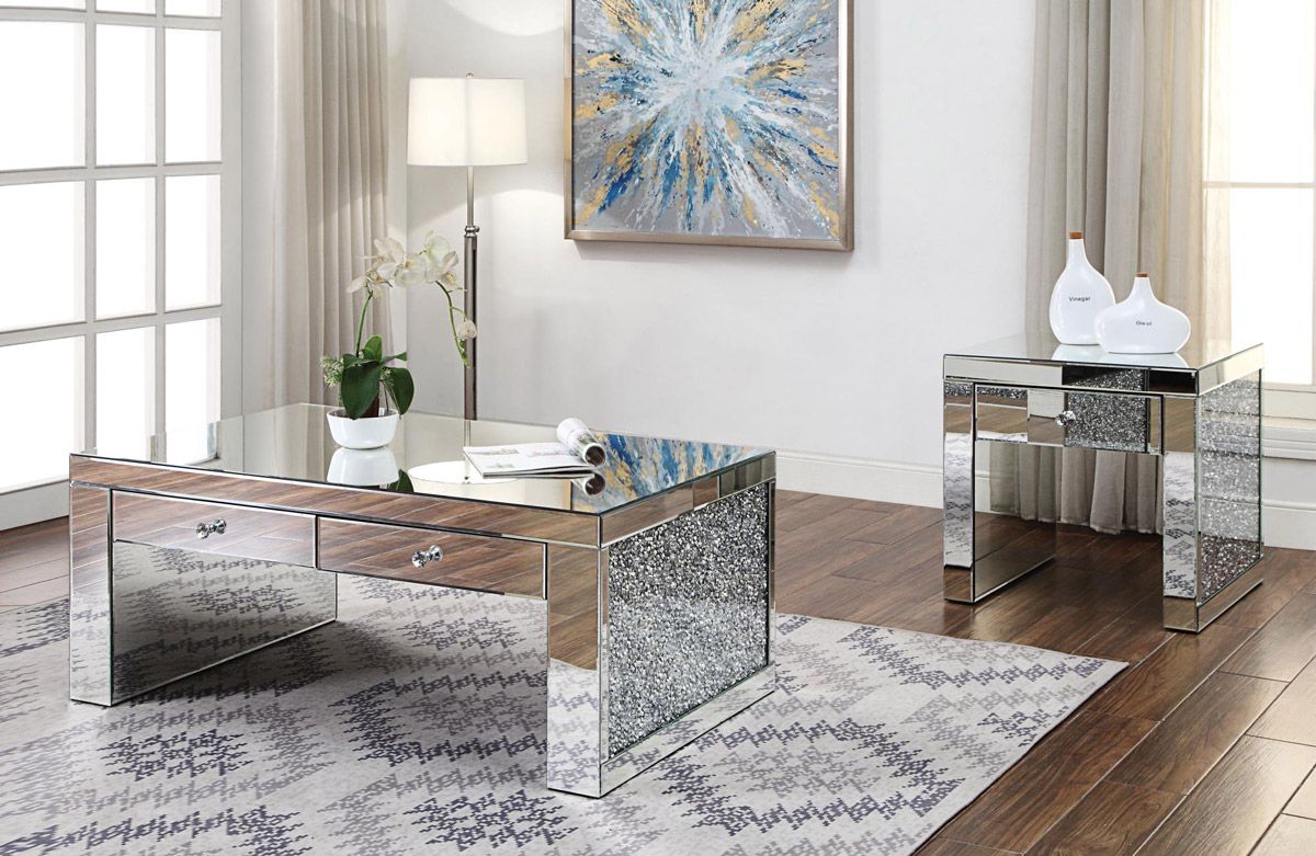Temptation Mirrored Coffee Table With Drawers