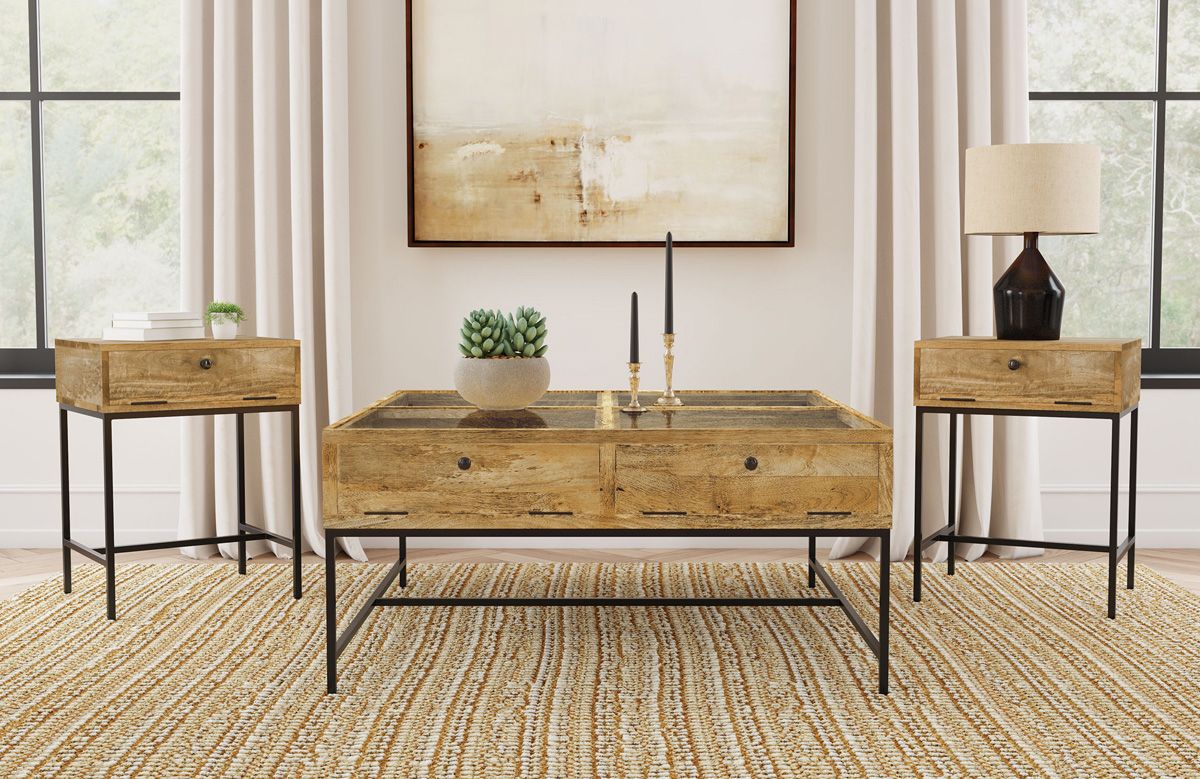 Terra Square Glass Top Coffee Table Set