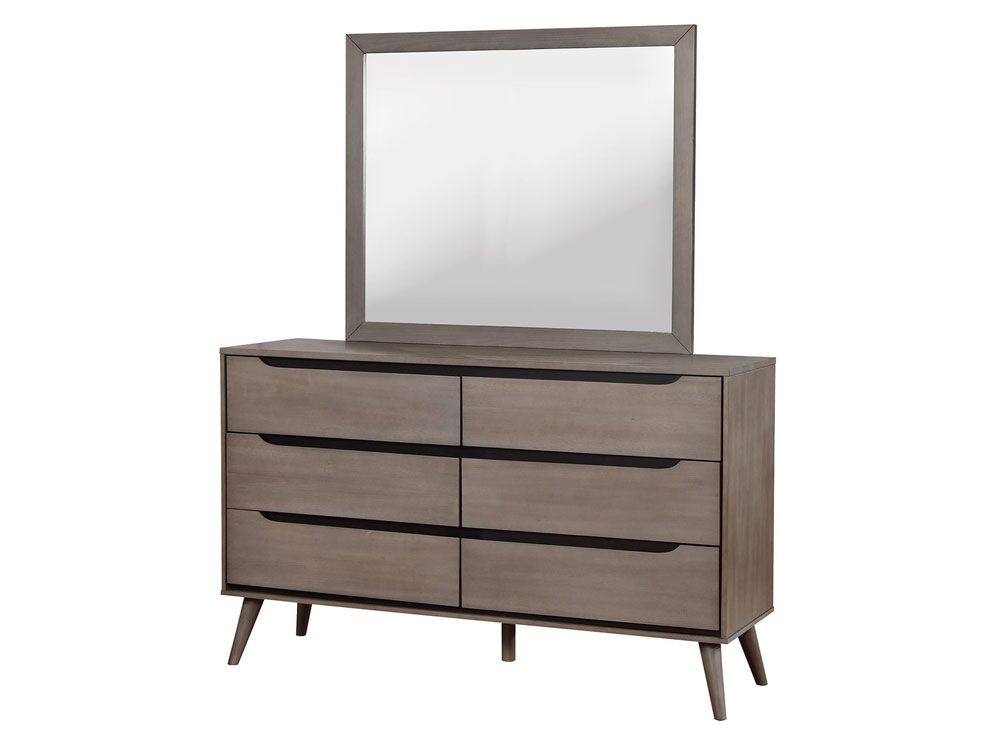 Terris Grey Finish Dresser Rectangular Mirror