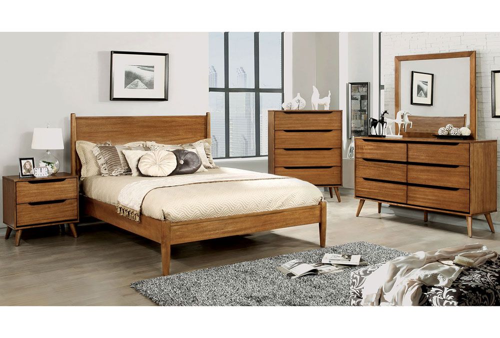 Terris Oak Finish Bedroom Furniture