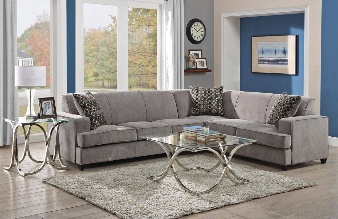 Tess Grey Fabric Sectional With Sleeper