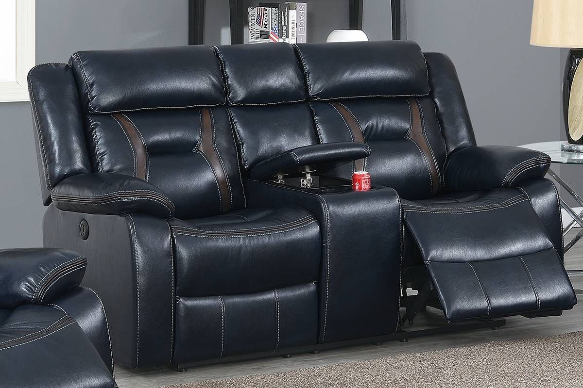 Theodore Ink Blue Leather Recliner Love Seat,Theodore Ink Blue Leather Recliner Chair,Theodore Ink Blue Leather Recliner Sofa