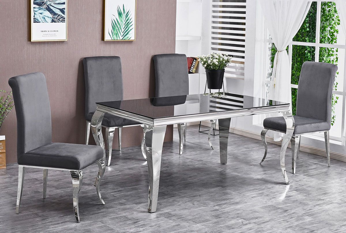 Theresa Chrome Finish Dining Table Set