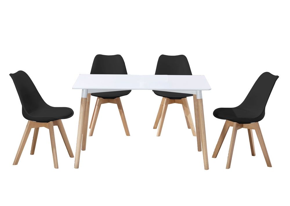 Tilly Table With Black Chairs,Tilly Table With Grey Chairs,Tilly Modern Kitchen Table Set