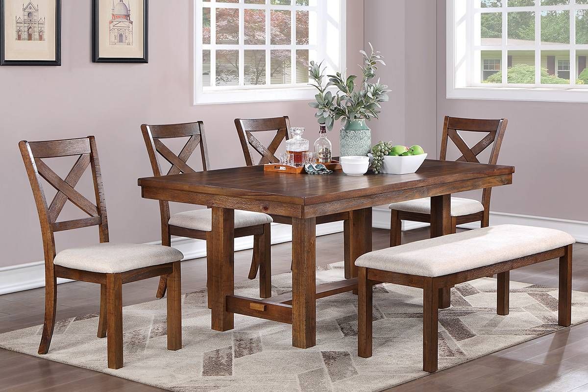 Timber Rustic Finish Dining Table Set