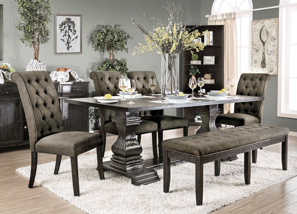 Timon Formal Dining Table With Grey Chairs