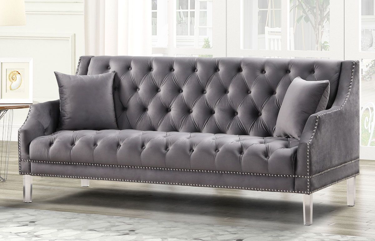Tirrel Grey Velvet Modern Sofa
