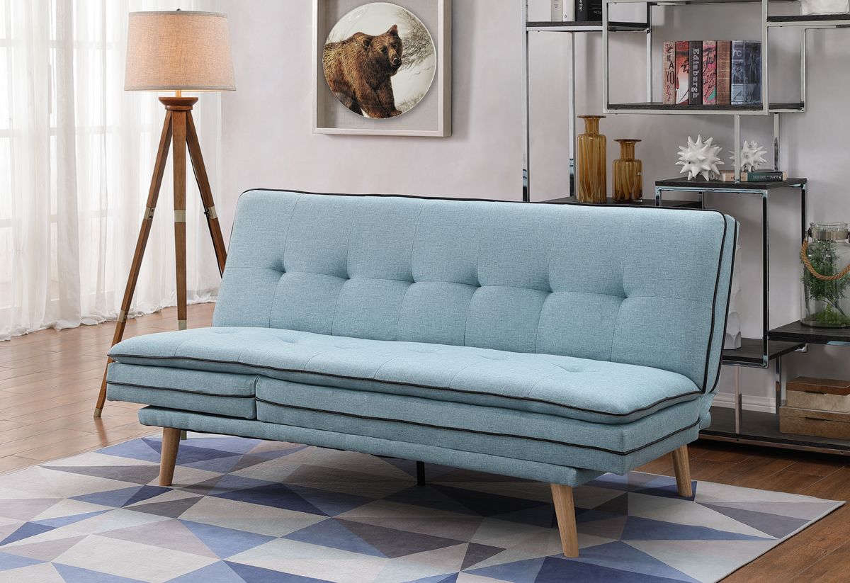 Todd Light Blue Linen Futon