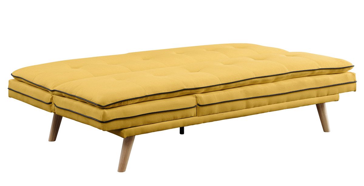 Todd Yellow Linen Futon Sleeper Position