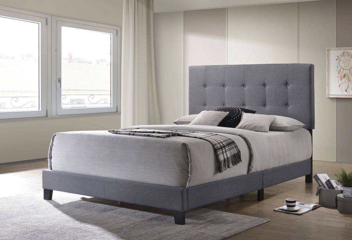 Toma Grey Linen Upholstered Bed