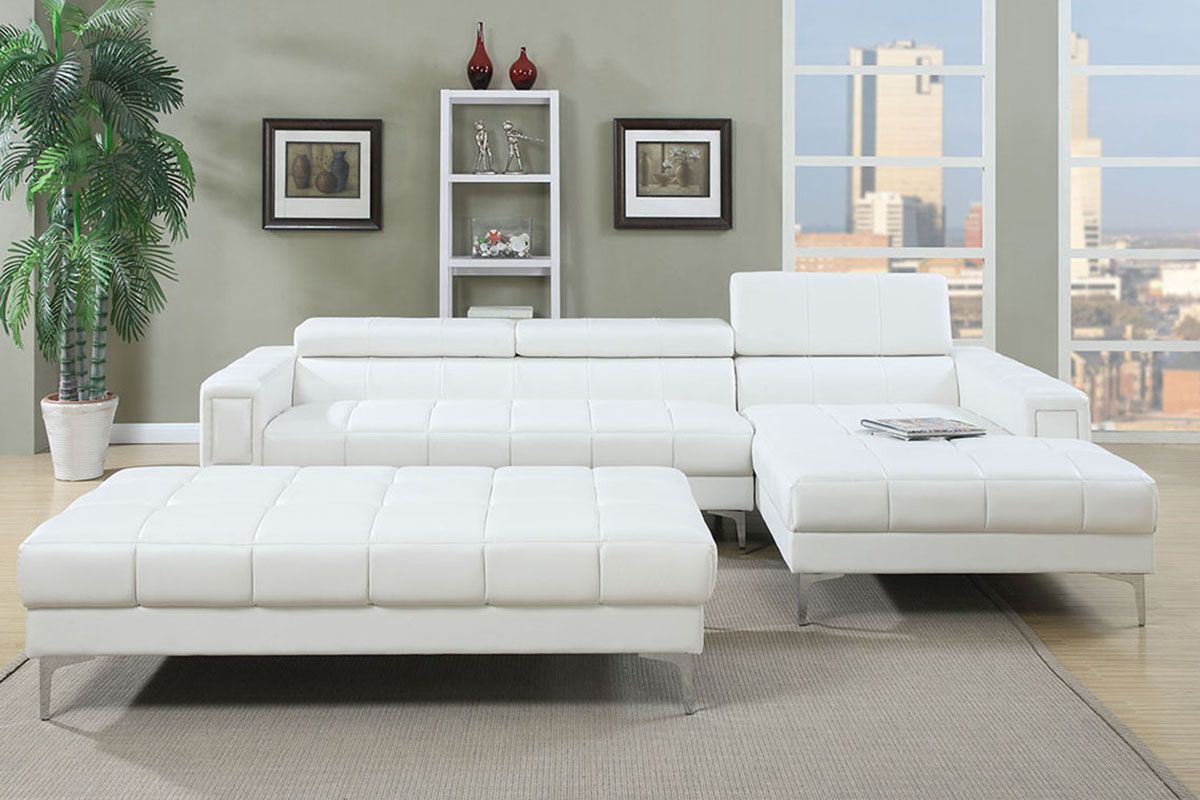 Topaz Modern White Sectional Sofa