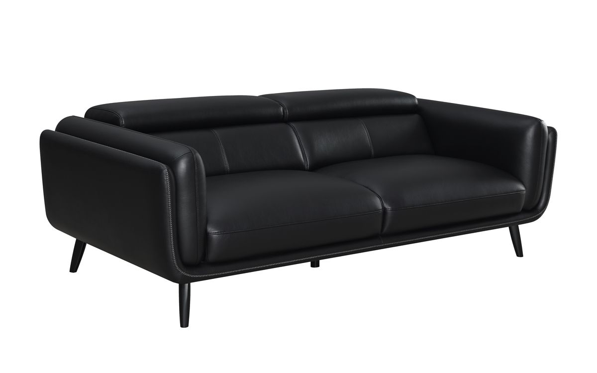 Tosh Black Leather Modern Sofa