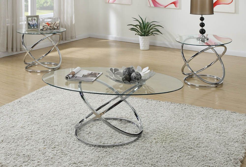 Tower Modern Glass Top Coffee Table Set