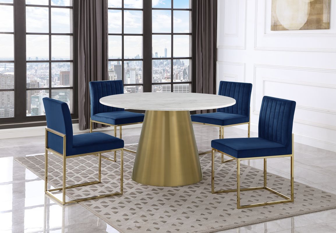 Townsend Dining Table With Navy Chairs