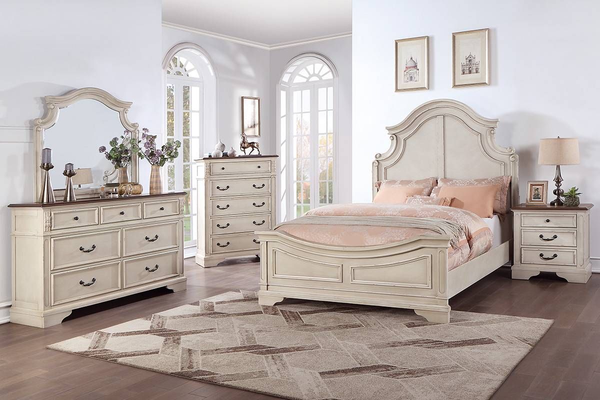 Canterbury White Wash Traditional Style Bed