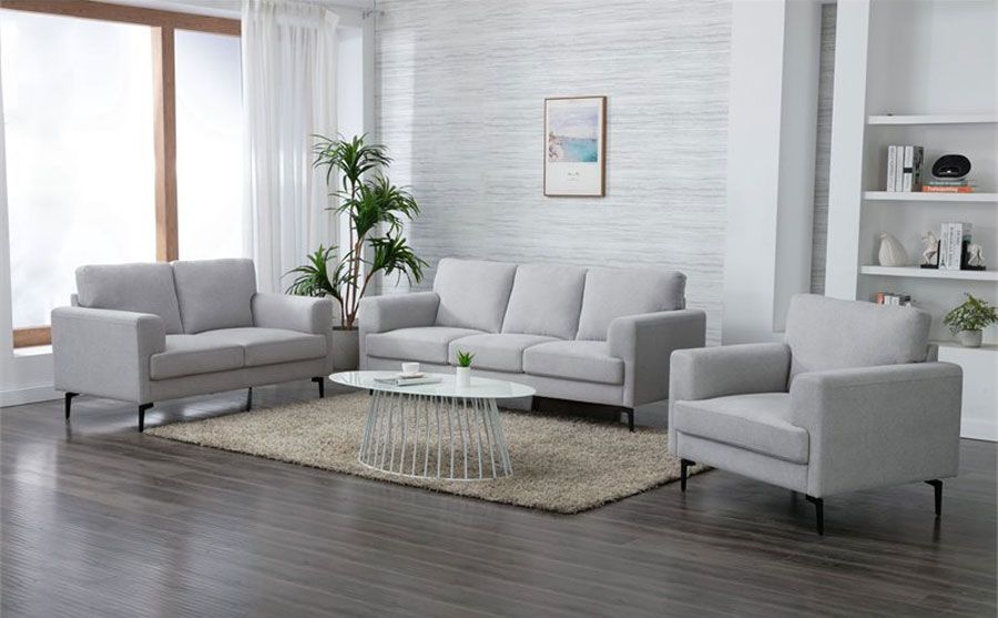Trasey Modern Sofa Set Light Grey Linen