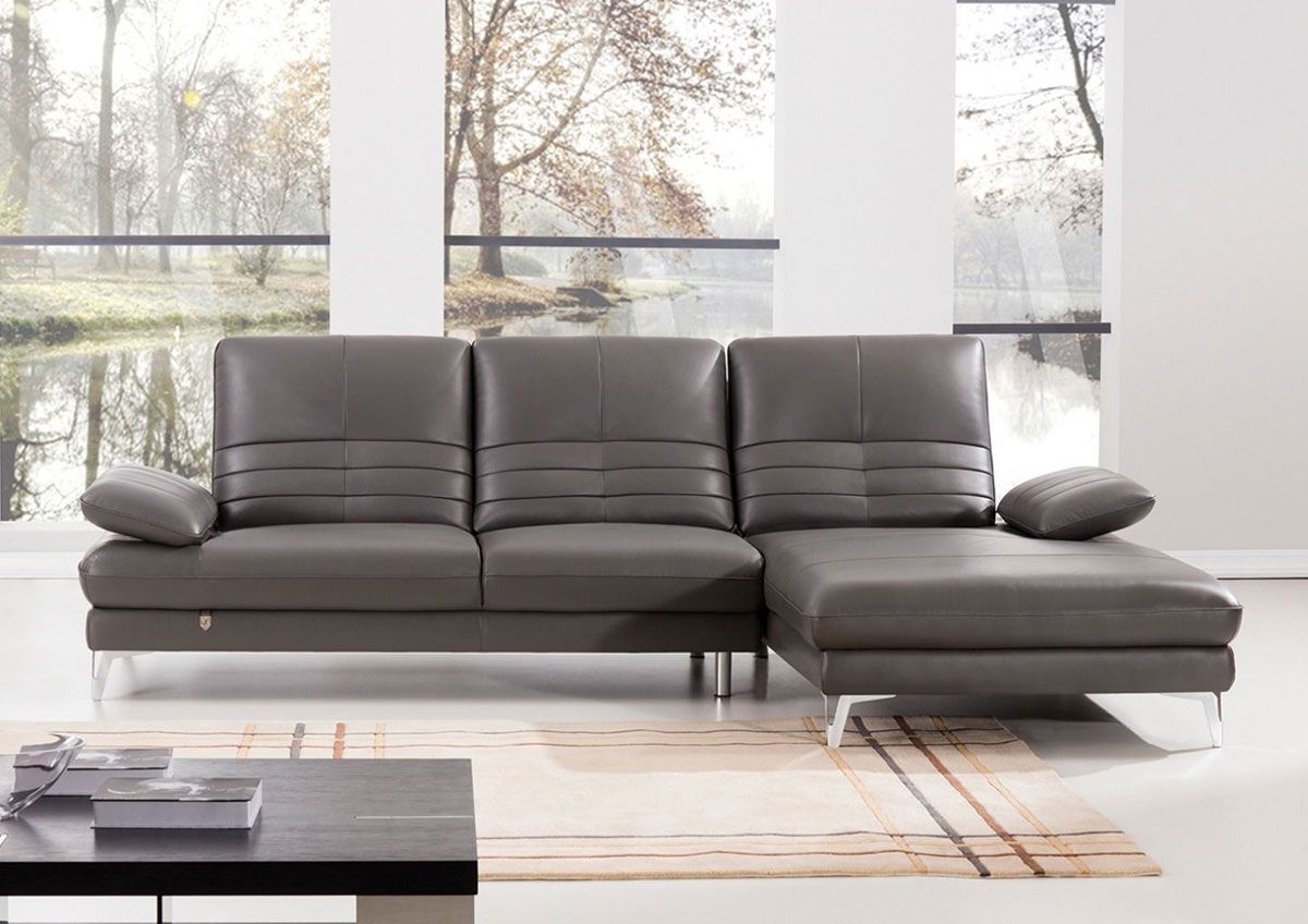 Trinity Gray Italian Leather Sectional