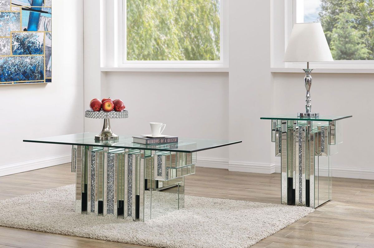 Tripoli Glass Top Mirrored Coffee Table