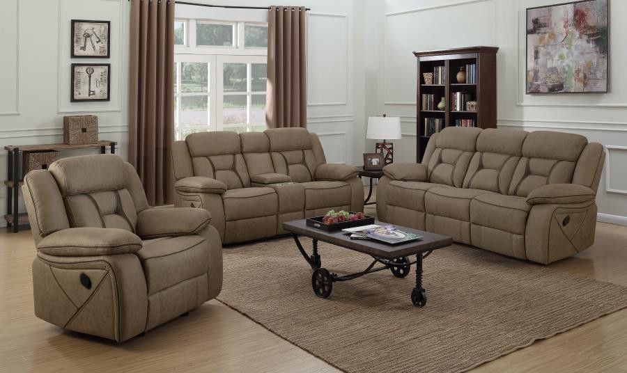 Troy Tan Leather Modern Recliner Sofa