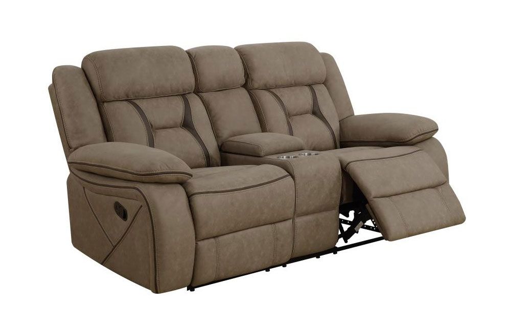 Troy Tan Leather Recliner Love Seat
