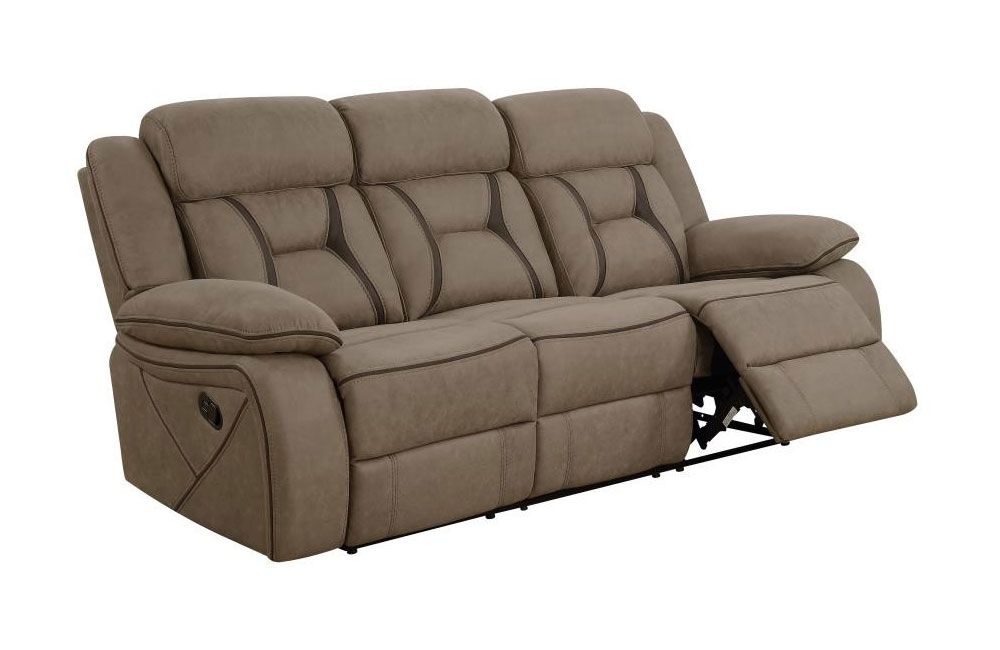 Troy Tan Leather Recliner Sofa