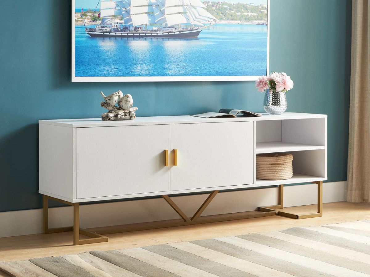 Truman White Finish TV Stand