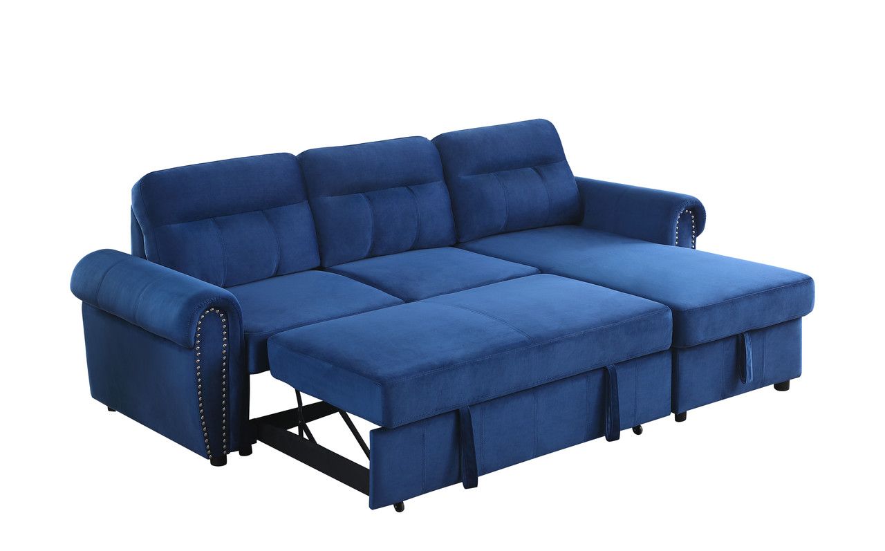 Turner Navy Sectional With Sleeper